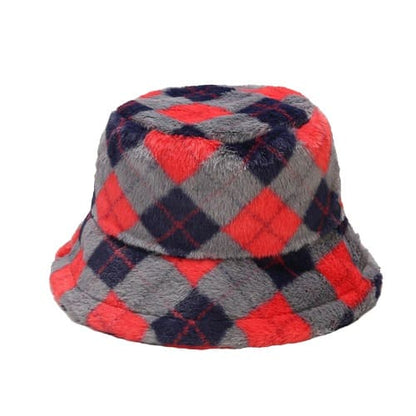 Vintage Rhombuses Fur Bucket Hat
